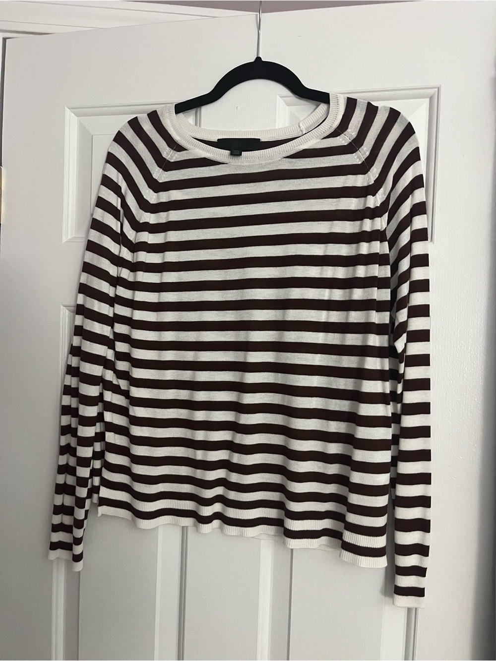Zara Cream and Brown Striped Knit Top
